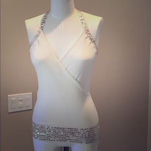 Bebe faux wrap halter top